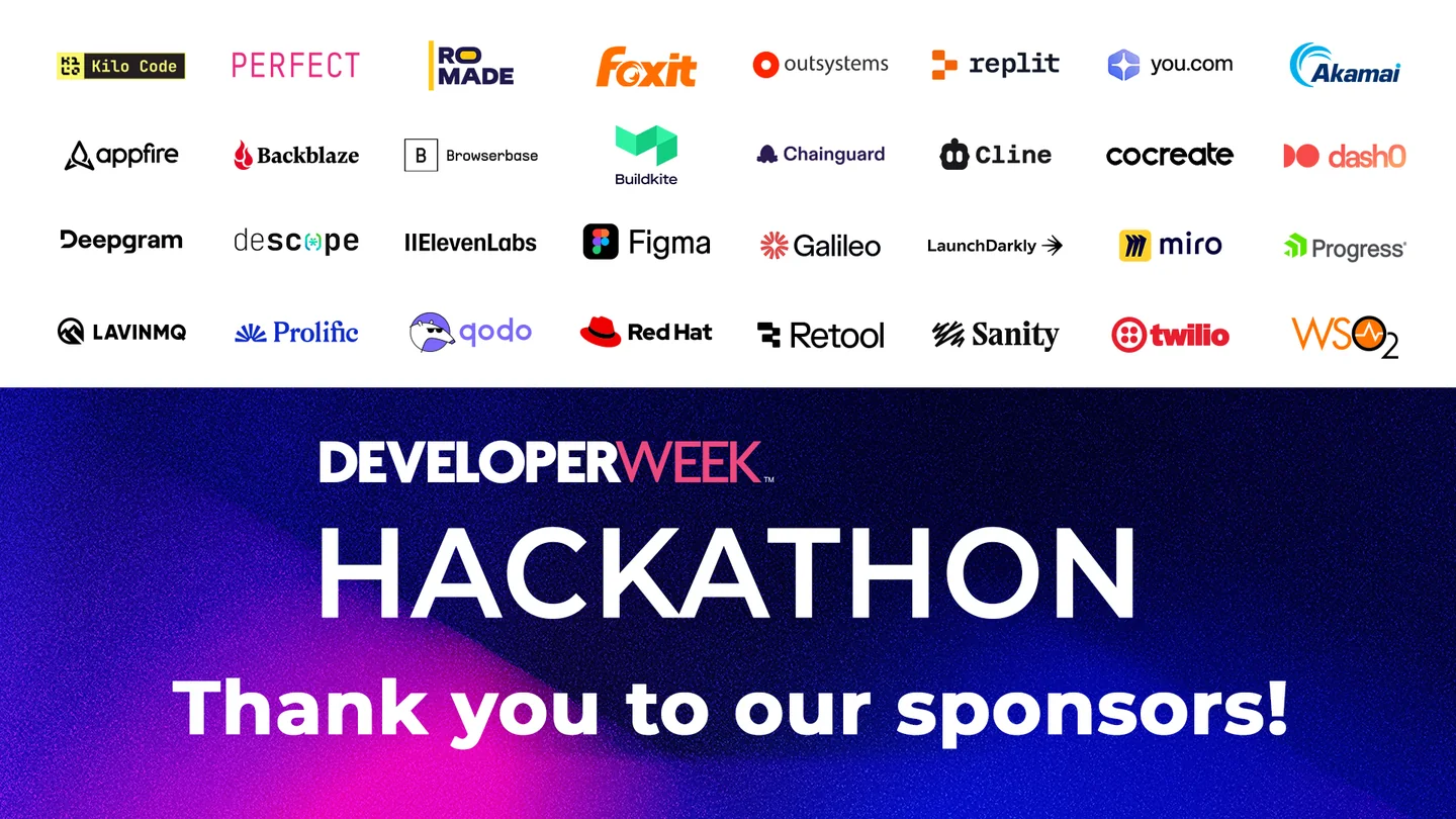 DeveloperWeek Hackathon sponsor graphic for event screens